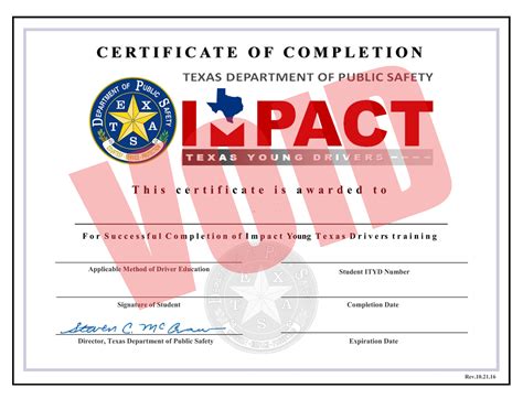 impact testing certification texas|texas impact adult.